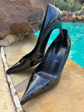 VICINI Giuseppe Zanotti Black Patent leather Pointed-Toe stiletto Pumps 41 Italy